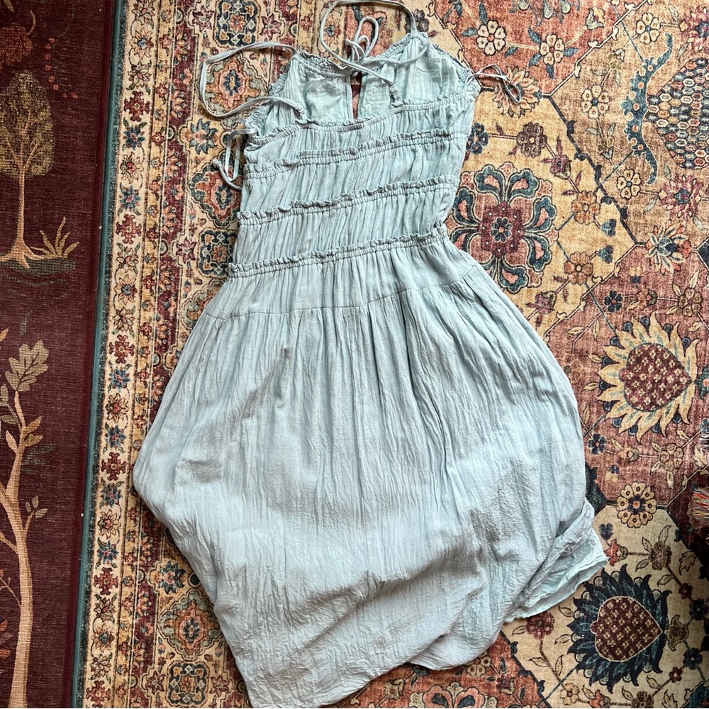 Get the look! Boutique denim Smocked elastic bust &waist midi length Sundress, L - Picture 4 of 6